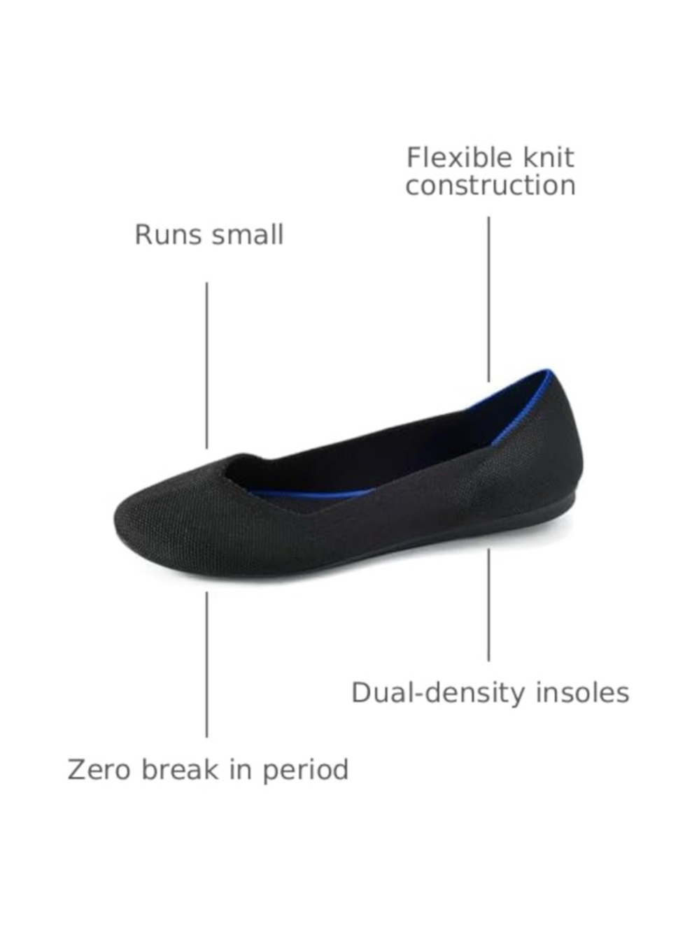 Rothy's The Flat Solid Black Knit Fabric Round Toe Flats - Picture 2 of 15